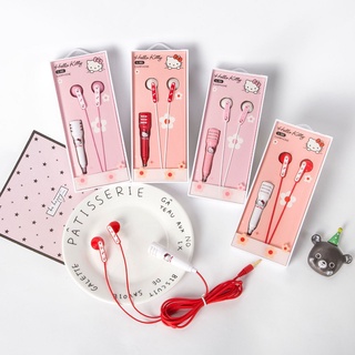Sanrio Hello Kitty Pink Cute Mini Mike Wired Earbuds Headphone Karaoke Live Noise Cancelling Headphones with HD Microphone Mic HiFi Earphones Earbud Earphone Earpiece Pink