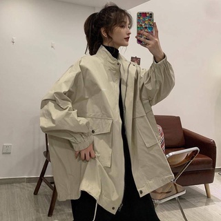Casual Workwear Jacket Female Student Korean Version Solid Color Hong Kong Style BF Loose All-Match Mid @