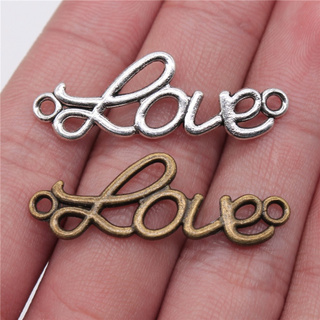 10pcs 37x14mm Antique Silver Color Antique Bronze Love Word Charm Word Love Connector Charms Love Word Connector Charm