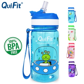 QuiFit 450ml Tritan Water Bottle With Straw Time Marker BPA Free Sports And Fitness Kettle Gym Insulation Bottles