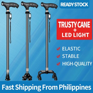 Adjustable Walking Cane with Led Lights Portable Trusty Cane for Elders Antiskid Multi-functional