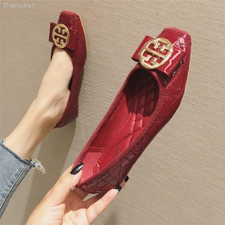 ✺✑Purchasing 2021 new large size leather square toe shoes women s flat-bottomed women s shoes shallo