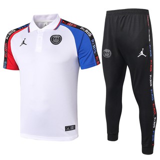 Top quality 2021 PSG Football Club short sleeve training polo suit men's sports jersey suit