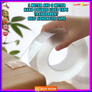 Original 1 & 3 Meter Double Sided Nano Tape Transparent Self Adhesive Ultra Sticky Portable Gel Grip