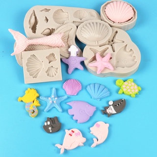 Under The Sea Themed mermaid fish coral seahorse shell Silicone Fondant Mold