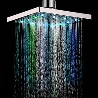 Modern LED Color Changing Water Glow Square Rain Bathroom Shower Head NEW (2)