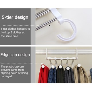 COD Multi-Layer Hanging Pants Storage Rack 5 In 1 Magic Hanger Stainless Steel Multifunctional Clothes Rack (8)