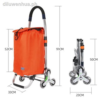 ๑◆✿Shopping cart climbing stairs, portable grocery shopping cart, small pull cart, foldable lightweight trolley, elderly household trolley trailer