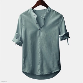 ✐☄Mens Half Sleeves V-neck Cotton Linen Casual Slim Fit Tops