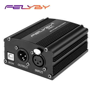 FELYBY USB 48V Phantom Power Adapter for Condenser Microphone Phantom Power Supply Stable Power Supply for Music Recording Equipment