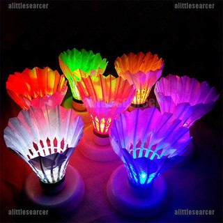 【CER】4Pcs Colorful LED Badminton Shuttlecock Ball Feather Glow in Outdoor S