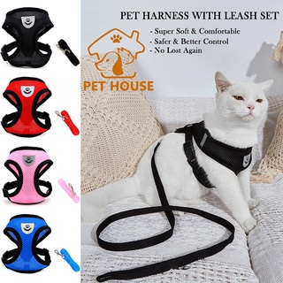 Pet Harness With Leash Set Walking Puppy Harness and Leash Pets Dog Cat Adjustable Breathable Vest