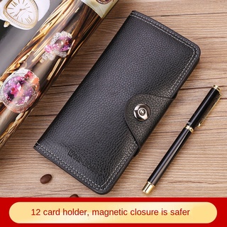 [Buckle Closing] Wallet Men S Long Men S Wallet Multifunctional Wallet Zipper Wallet Men S Soft Leat (1)