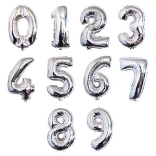 16 inches Silver Foil balloon number 0 to 9