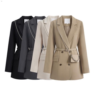 Black suit jacket women s fall/winter 2021 new British style casual waist waist mid-length suit desi