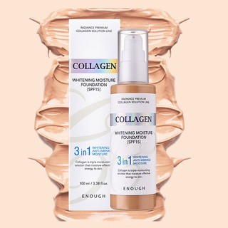 Authentic 3 in 1 Collagen Whitening Moisture Foundation with SPF 15, Anti - Wrinkle, Moisture,