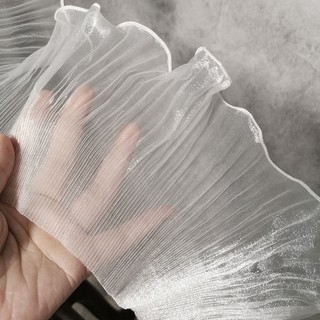 13cm organza transparent big wave lace pleated ruffle wedding dress accessories designer fabric