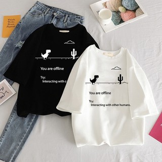 Summer casual Women T-shirts Ulzzang Streetwear kawaii cartoon dinosaur print Tshirt Korean Style To (1)