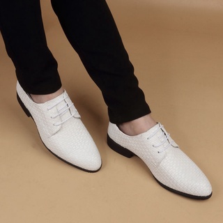 ✑Spring and summer British pointed toe men s shoes black woven shoes men s business formal leather s