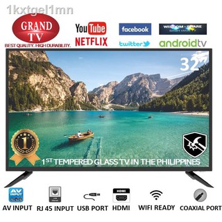 □☌GRAND 32" Smart LED TV w/ Tempered Glass (Netflix Ready)