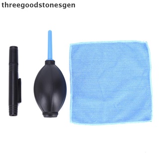 [threegoodstonesgen] 3 in 1 Lens Cleaner Set DSLR VCR Camera Pen Brush Dust Blower Cleaning Cloth Kit