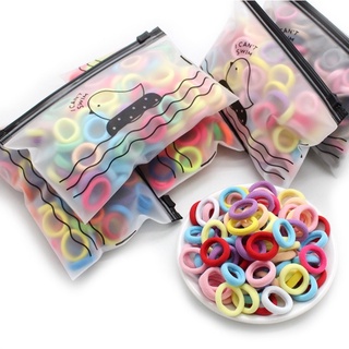 100pcs/bag Colorful Nylon Elastic Hair Band Kids Hair Tie Korean Women Ponytail Rubber Band