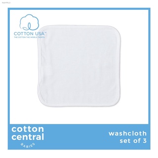 ☜☑Cotton Central - (3 pcs) Wash Cloth Lampin newborn infant 100% USA Cotton baby stuff clothes