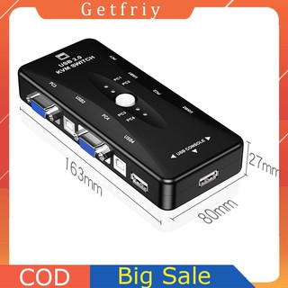 j7yY COD☑HW1702 Four Ports USB HDMI KVM Switch Box 4 in 1 Out 4K 1080P VGA Splitter
