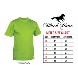 T- Shirt Round Neck Plain Shirt Unisex Adult Black Horse (AVOCADO)