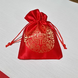 RED and GOLD Chinese Good luck Drawstring pouch S,M,L
