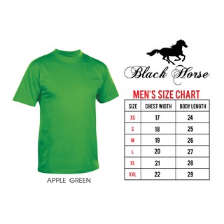 T- Shirt Round Neck Plain Shirt Unisex Adult Black Horse (APPLE GREEN)