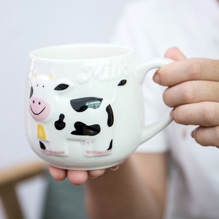 RefreshingCreative Cartoon Cow Porcelain Coffee Cup Mug Beautiful Tea Cup Ceramic Kawaii Milk Cup