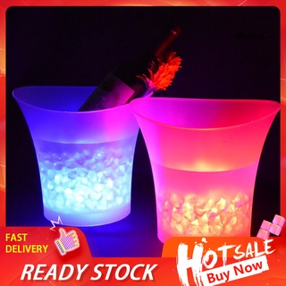 BEST_ 5L Colorful LED Glowing Ice Bucket KTV Bars Wine Champagne Beer Cooler Barware