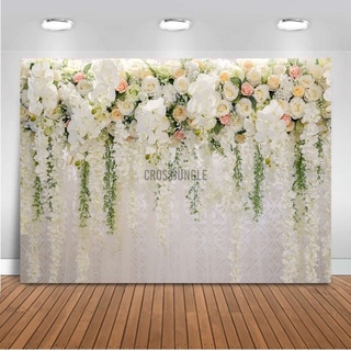 Floral Wedding Backdrop White and Pink Rose Wall Background 7x5 Bridal Shower Romantic Scene Photography Backdrops