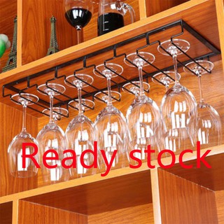 Iron Wall Mount Wine Glass Hanging Holder Goblet Stemware Storage Organizer