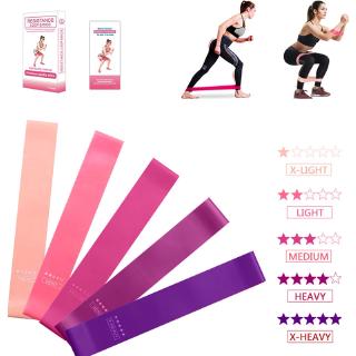 5Pcs Set Yoga Crossfit Training Resistance Bands / 5 Level Rubber Yoga Gym Fitness Pull Rope / Women Hip,Glute,Legs,Thigh and Butt Workout Elastic Bands / Stretching Slimming Pilates Exercise Equipment