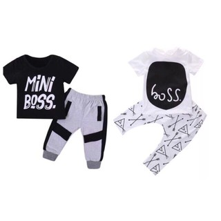Baby Boy Kids Terno 2 Piece Set Korean OOTD T-shirt Pants Boss