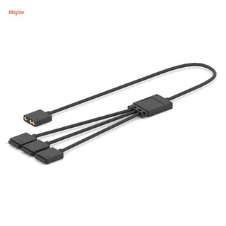 Mojito 1 to 3 ARGB Splitter Cable 5V 3-pin RGB LED Sync Cable 30cm Y Splitter Extension 12in Black