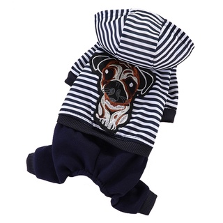 Pet snacksStripe Winter Dog Jumpsuit Autumn Overalls For Dogs York Terrier Dog Clothes for Small
