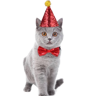 Pet supplies Teddy dog cat tie bow tie hat pet party birthday hat