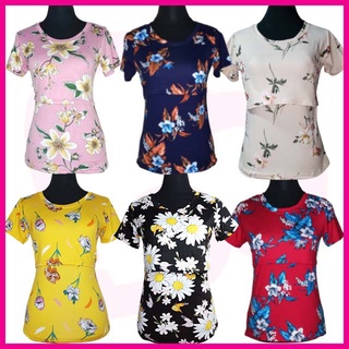 【 Ready Stock】Floral Print Nursing Blouse Breastfeeding Tops