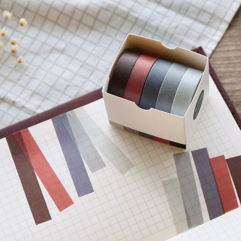 lengodd 5Roll/Set Basic Color Washi Masking Tape Scrapbook DIY Stationery Supplies