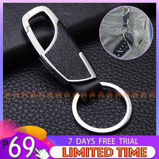 Black Leather Stainless Steel Keychain For Man High Quality Luxury Car Key Chain Key Ring Gift