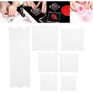 7pcs Stamp Blocks Acrylic Clear Stamping Blocks Tools with Grid Lines