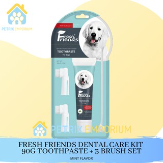 Fresh Friends Dental Care Kit 90G Mint Flavor Toothpaste + 3 Brush Set