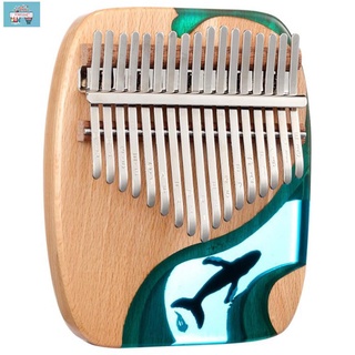 HLURU Blue Ocean Kalimba 17 Key Whale Thumb Piano Hand-Made Flat Board Piano Birthday Gift High Quality Musical Instrument