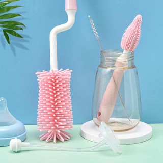 ▨Silicone Bottle Brush 360 Degree Rotation Baby Pacifier Cup Nipple Cleaning Brushes Set Handheld So