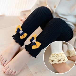 ℗COD Ready Stock Kids Girls Knitted Leggings Children Lace Design Legging Baby Toddler Pant
