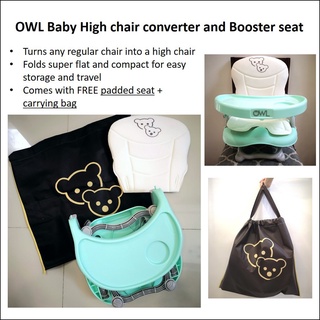 ►✷✷Owl Baby High Chair Converter / Travel Booster Seat / Baby Chair with free cushion and bag