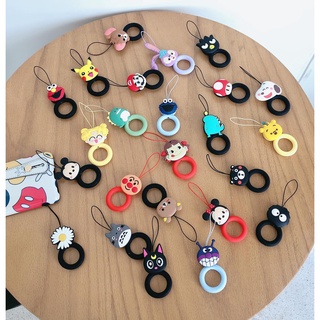 Universal Silicone Phone Finger Ring Strap For Phone Cartoon Cute Phone Anti-Lost Ropes 3D Pendant Accessories